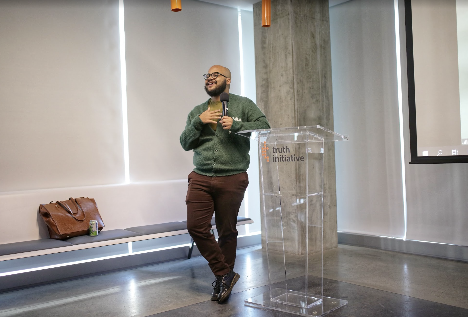 Lincoln Mondy speaking at Truth Initiative